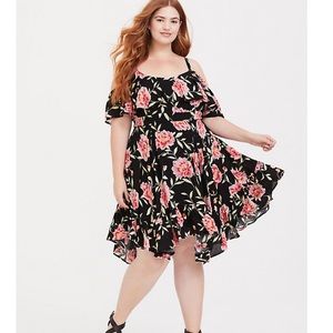 Black Floral Handkerchief Dress